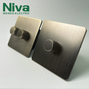 Niva NV2 Series Double Dimmers Switch Stainless Steel Panel Electrical Light Dimmer Retro Style UK Standard