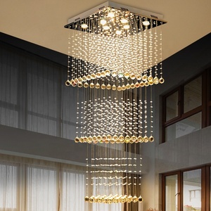 Living Room Crystal Chandelier Modern Simple Nordic Villa Square Duplex Staircase Large Ceiling Lamp