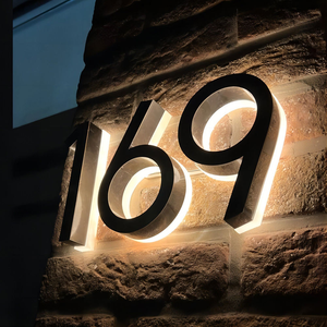 Outdoor Wall Mounted LED Back Halo House Numbers
