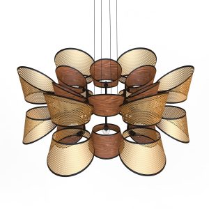CC6192 commercial flush mount ceiling light with walnut accent