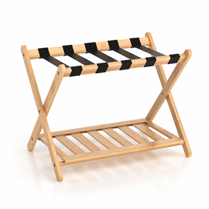 Custom Size Folding Natural Bamboo Luggage Rack with Shoe Shelf