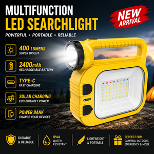 Rechargeable LED Searchlight Waterproof Portable Handheld Spotlight With Red & Blue Warning Light