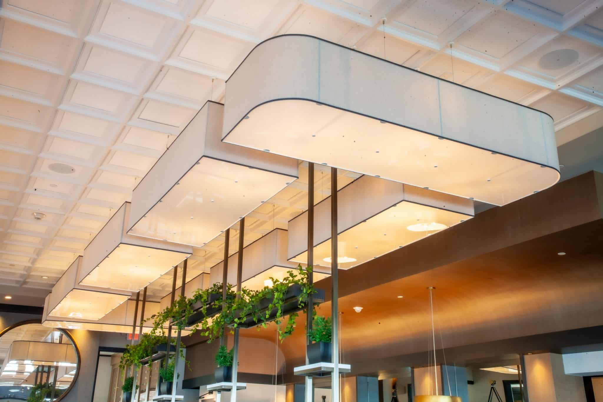 Multifamily amenity area and restaurant custom lighting