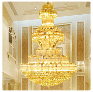 New Product Custom Project Hotel Lobby Led High Ceiling Light Staircase Modern Luxury Gold Large Crystal Chandelier