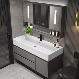 Customized Simple Design Wall Mount Bathroom Vanity Cabinet with Mirror and Basin